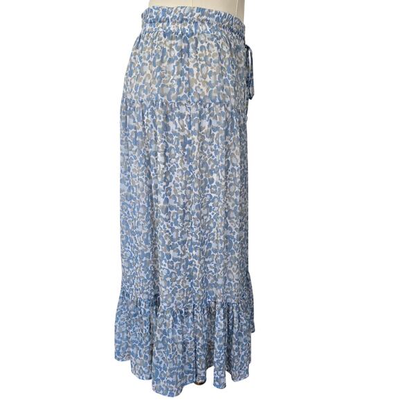 DKNY Animal Print Tiered Maxi Skirt Size L Boho Y2K Cottagecore - Picture 5 of 13